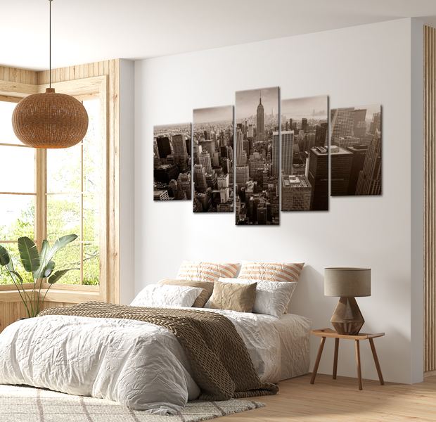 Stretched Canvas Wall Art - Manhattan View - 5 Pieces