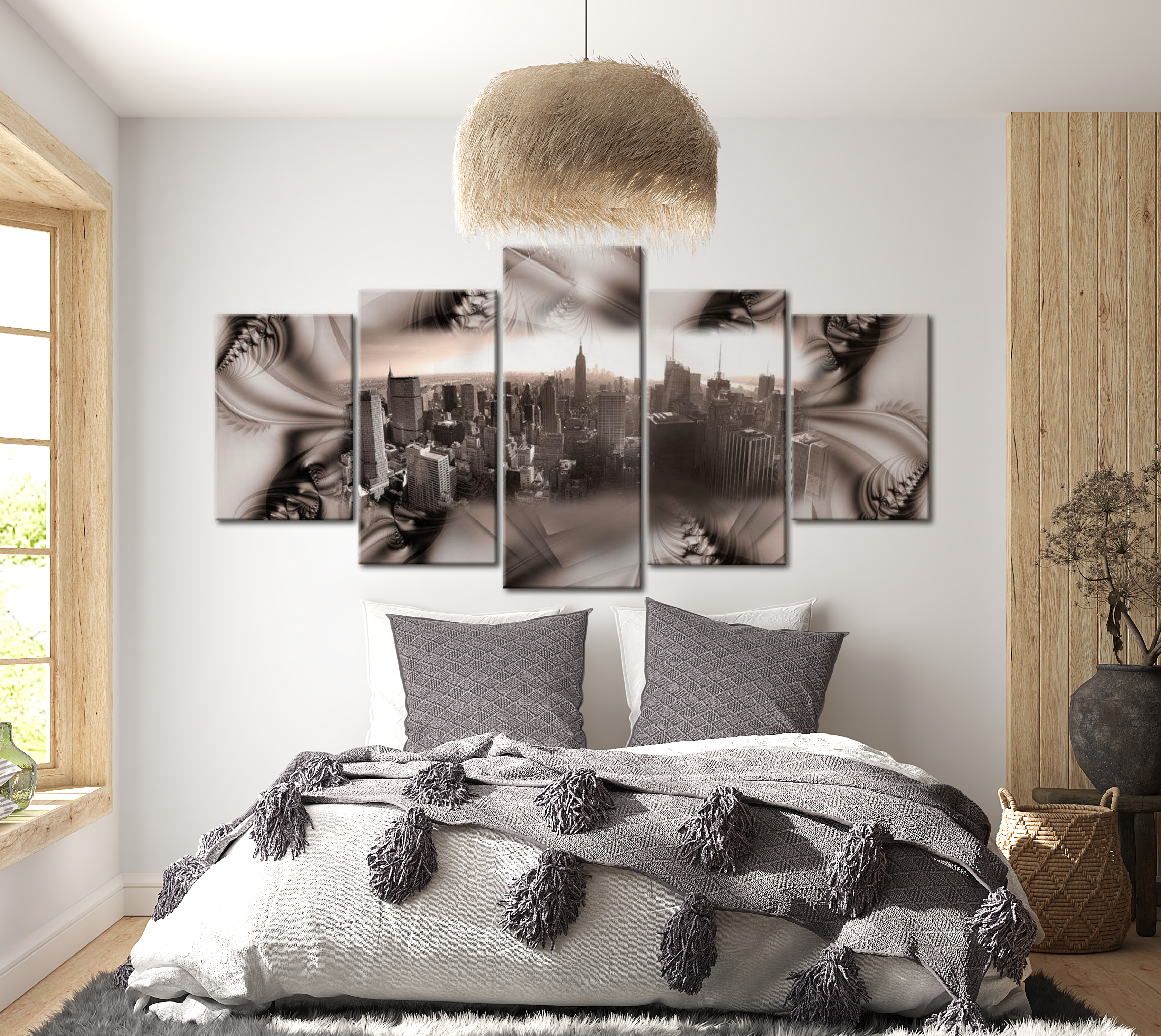 Stretched Canvas Wall Art - Modern NYC - 5 Pieces