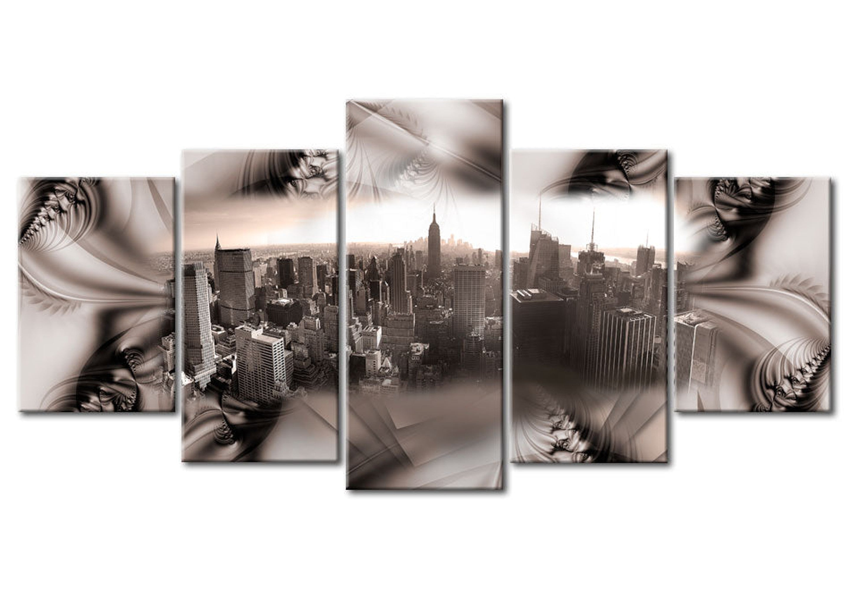 Stretched Canvas Wall Art - Modern NYC - 5 Pieces