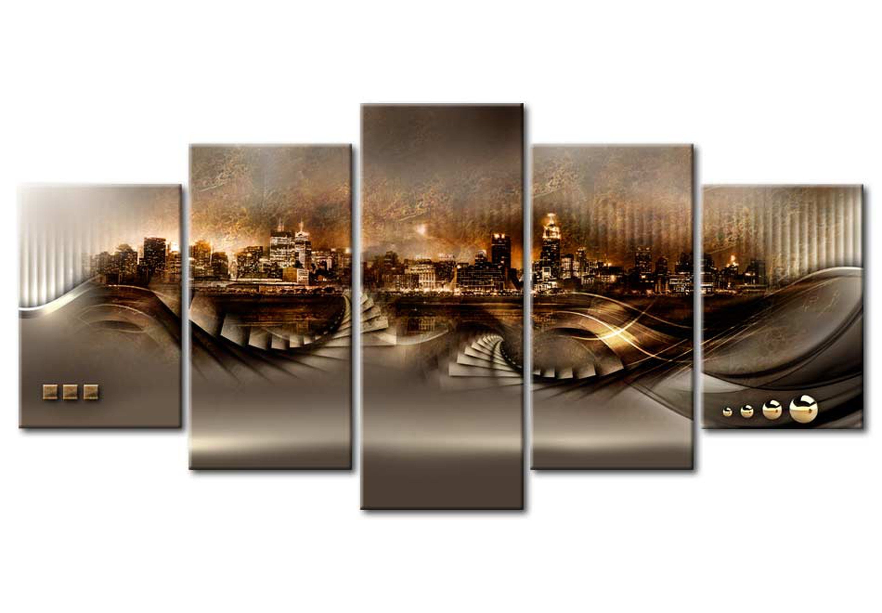 Stretched Canvas Wall Art - Modern NYC Impression - 5 Pieces