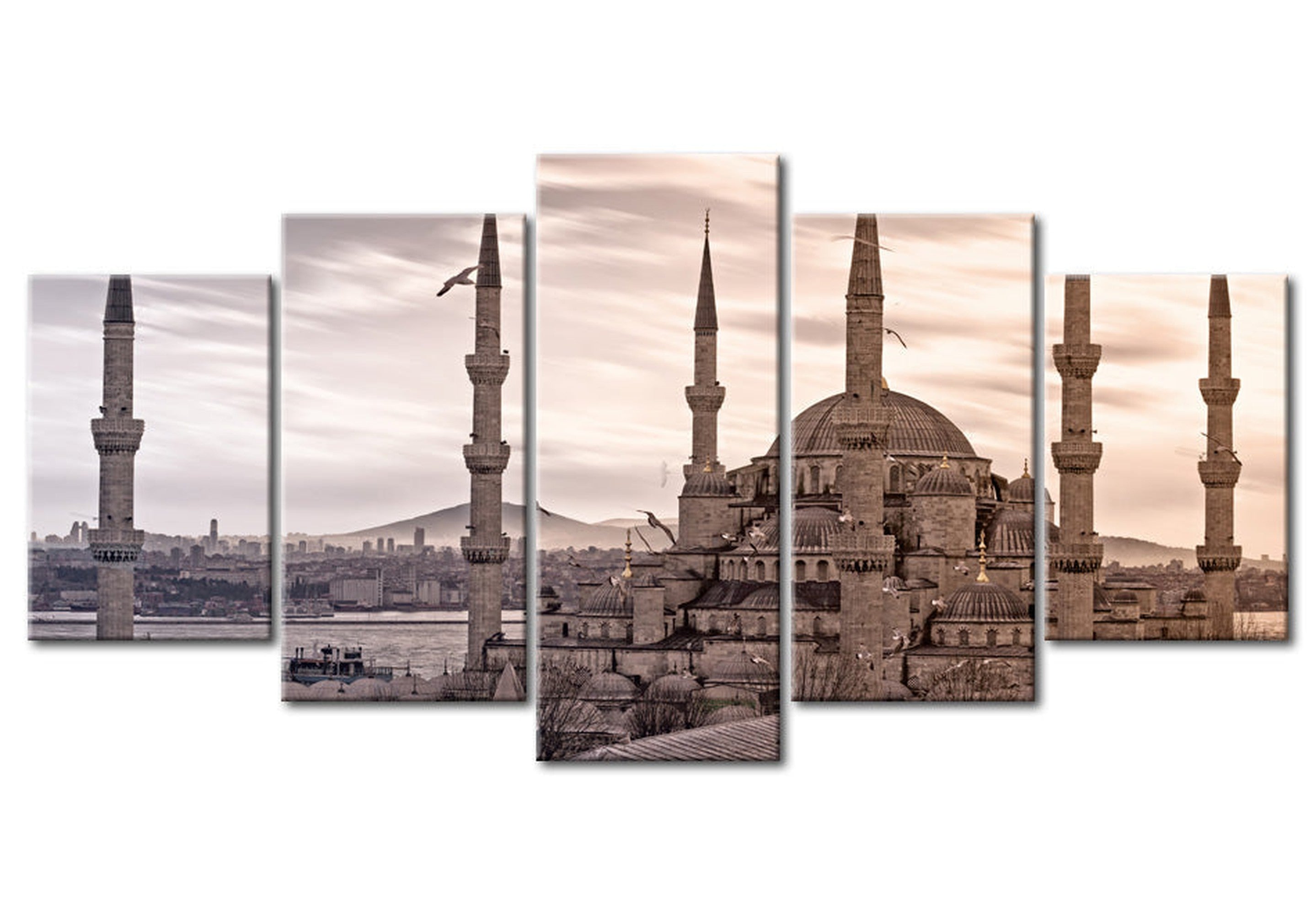 Stretched Canvas Wall Art - Mosque - 5 Pieces