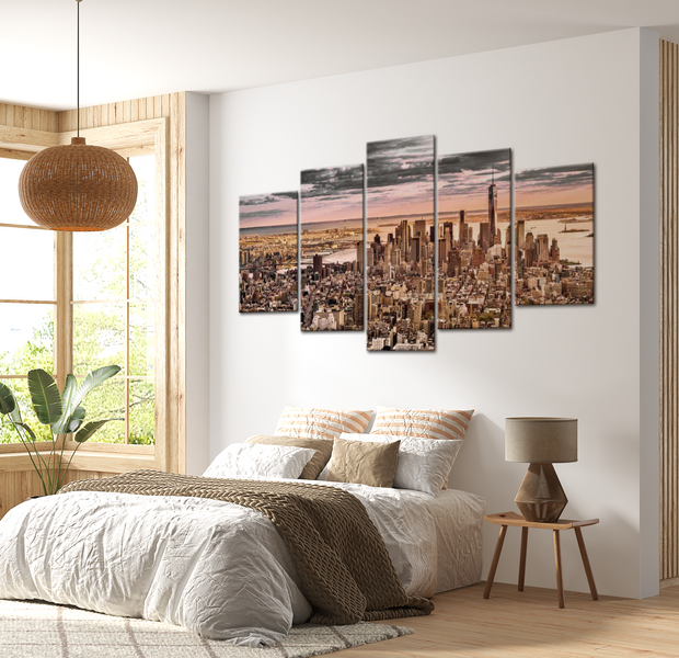 Stretched Canvas Wall Art - NYC Morning Sky - 5 Pieces