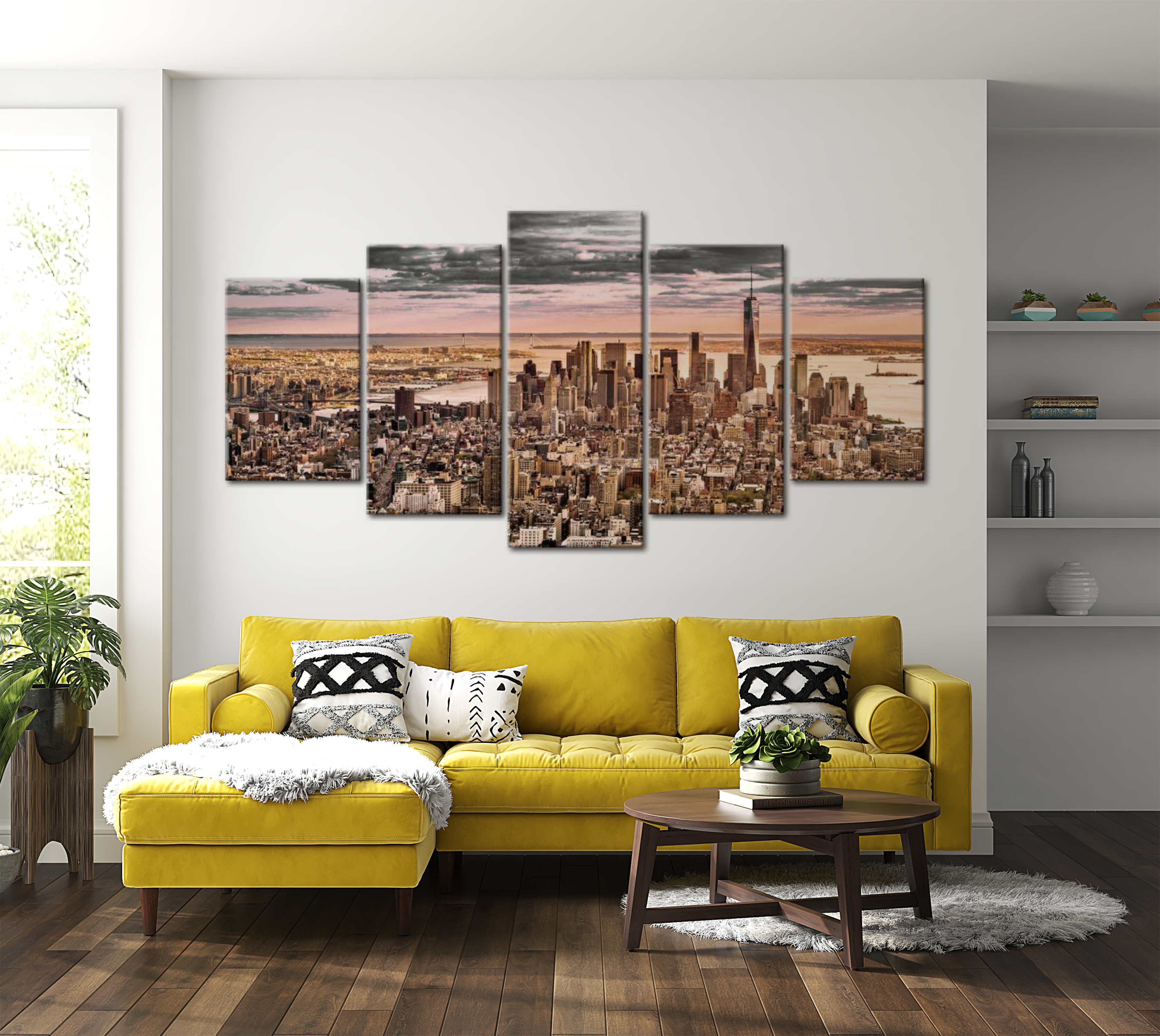 Stretched Canvas Wall Art - New York City: Morning Sky 40"Wx20"H