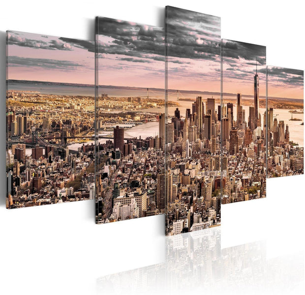 Stretched Canvas Places - New York City: Morning Sky-Tiptophomedecor