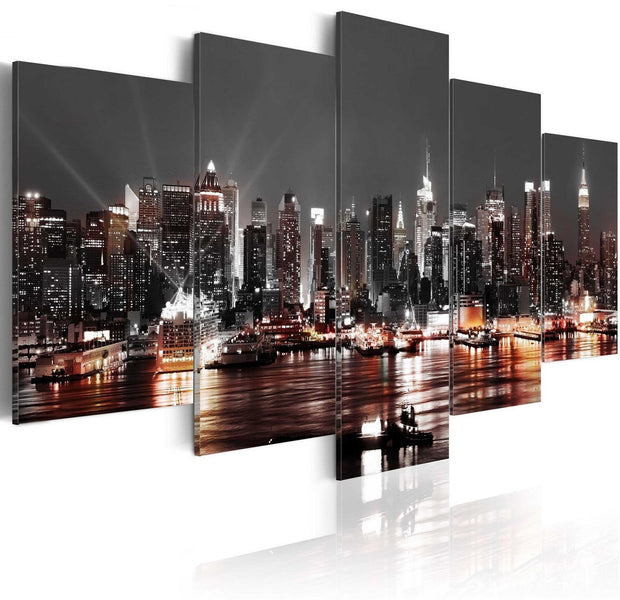 Stretched Canvas Places - Grey City-Tiptophomedecor