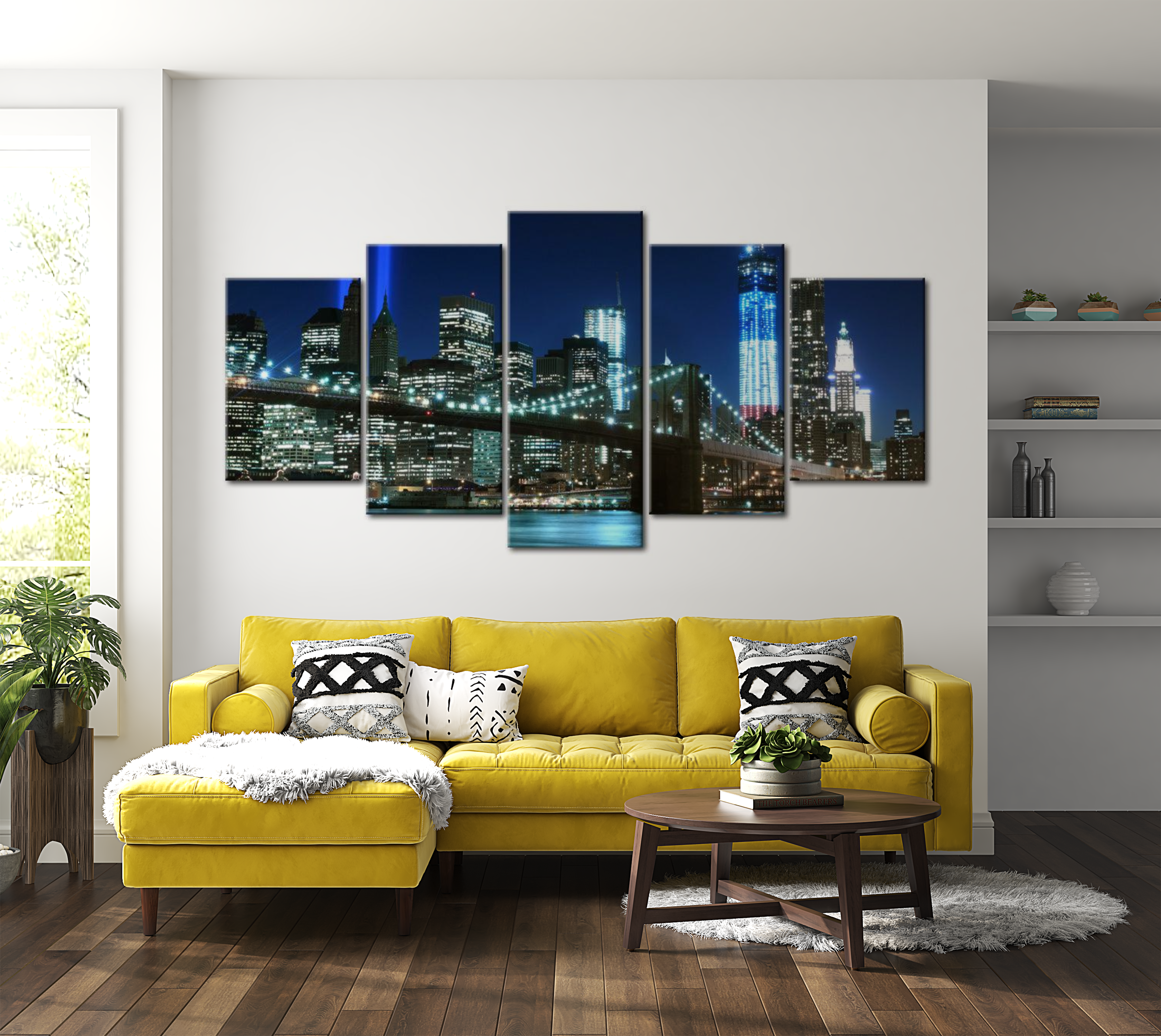 Stretched Canvas Wall Art - Blue Nyc 40"Wx20"H