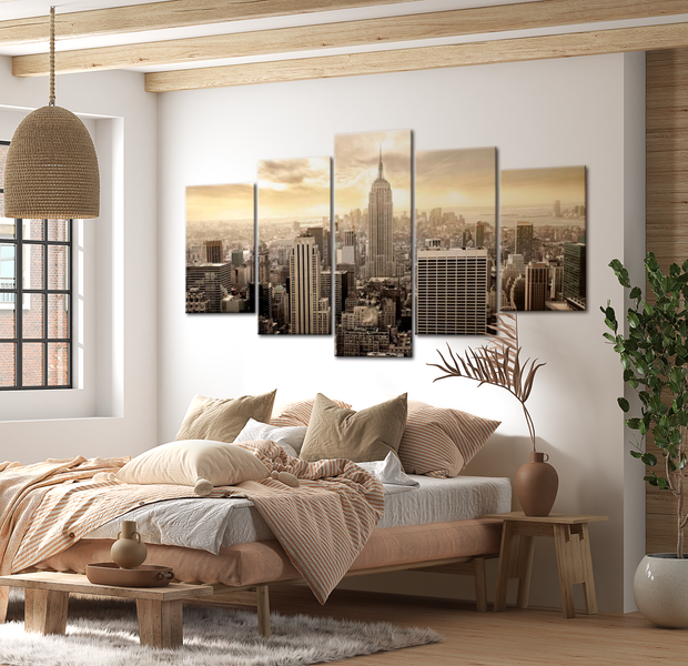 Stretched Canvas Wall Art - New York City View - 5 Pieces