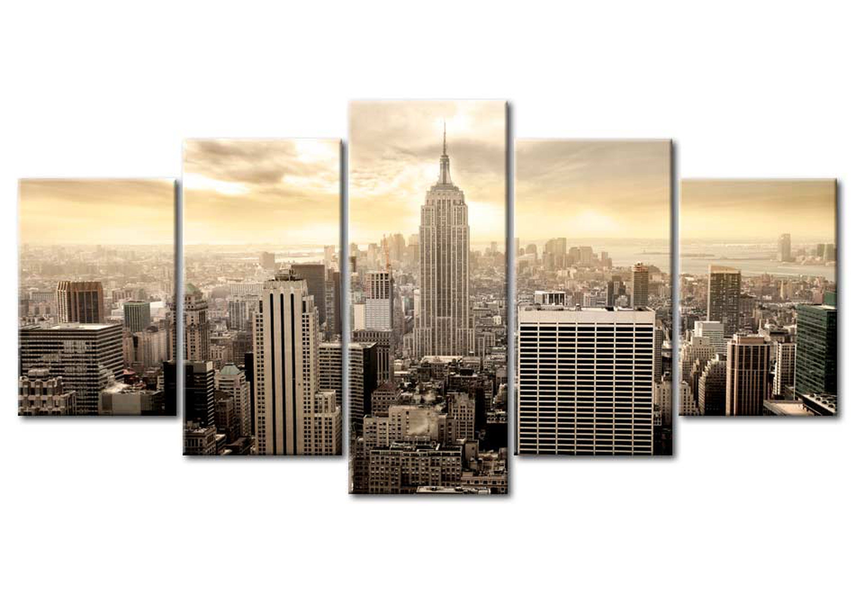 Stretched Canvas Wall Art - New York City View - 5 Pieces