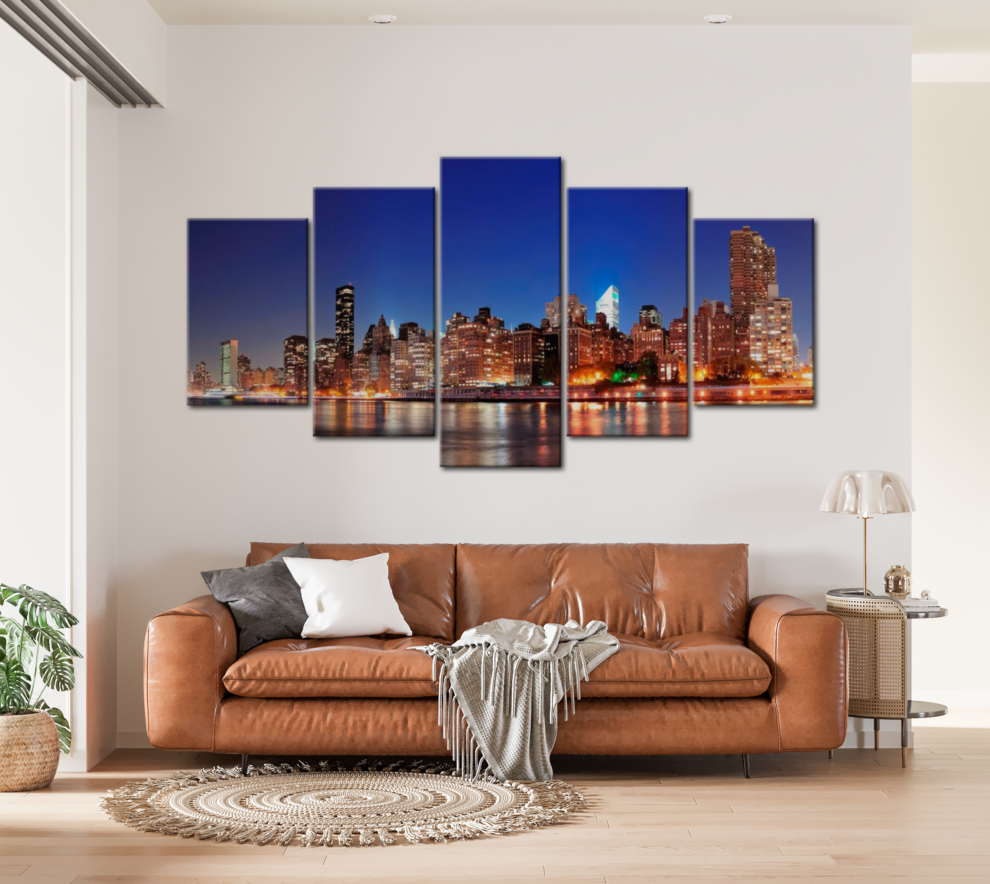 Stretched Canvas Wall Art - New York Close-Up - 5 Pieces