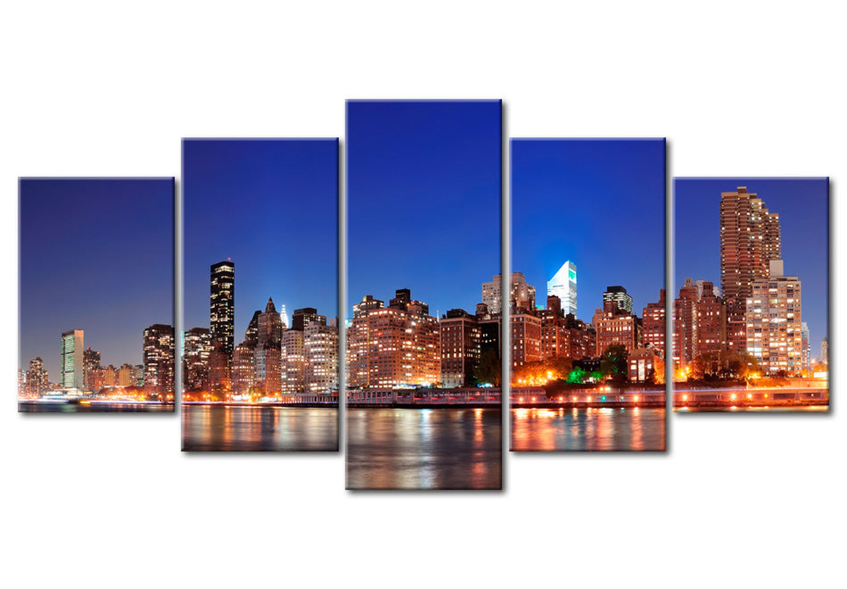 Stretched Canvas Wall Art - New York Close-Up - 5 Pieces