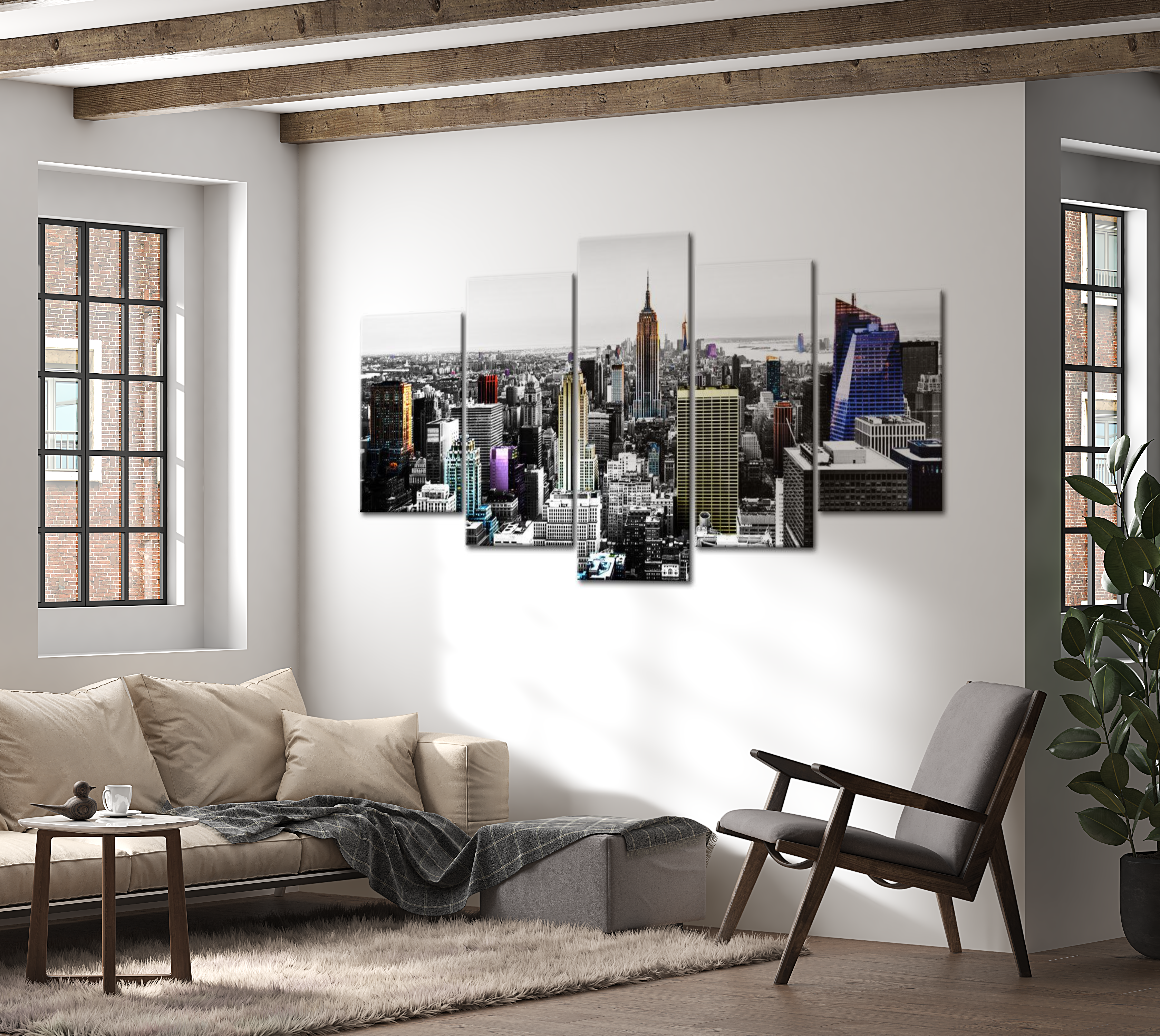 Stretched Canvas Wall Art - New York Colors - 5 Pieces