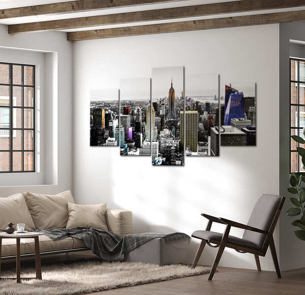 Stretched Canvas Wall Art - New York Colors - 5 Pieces