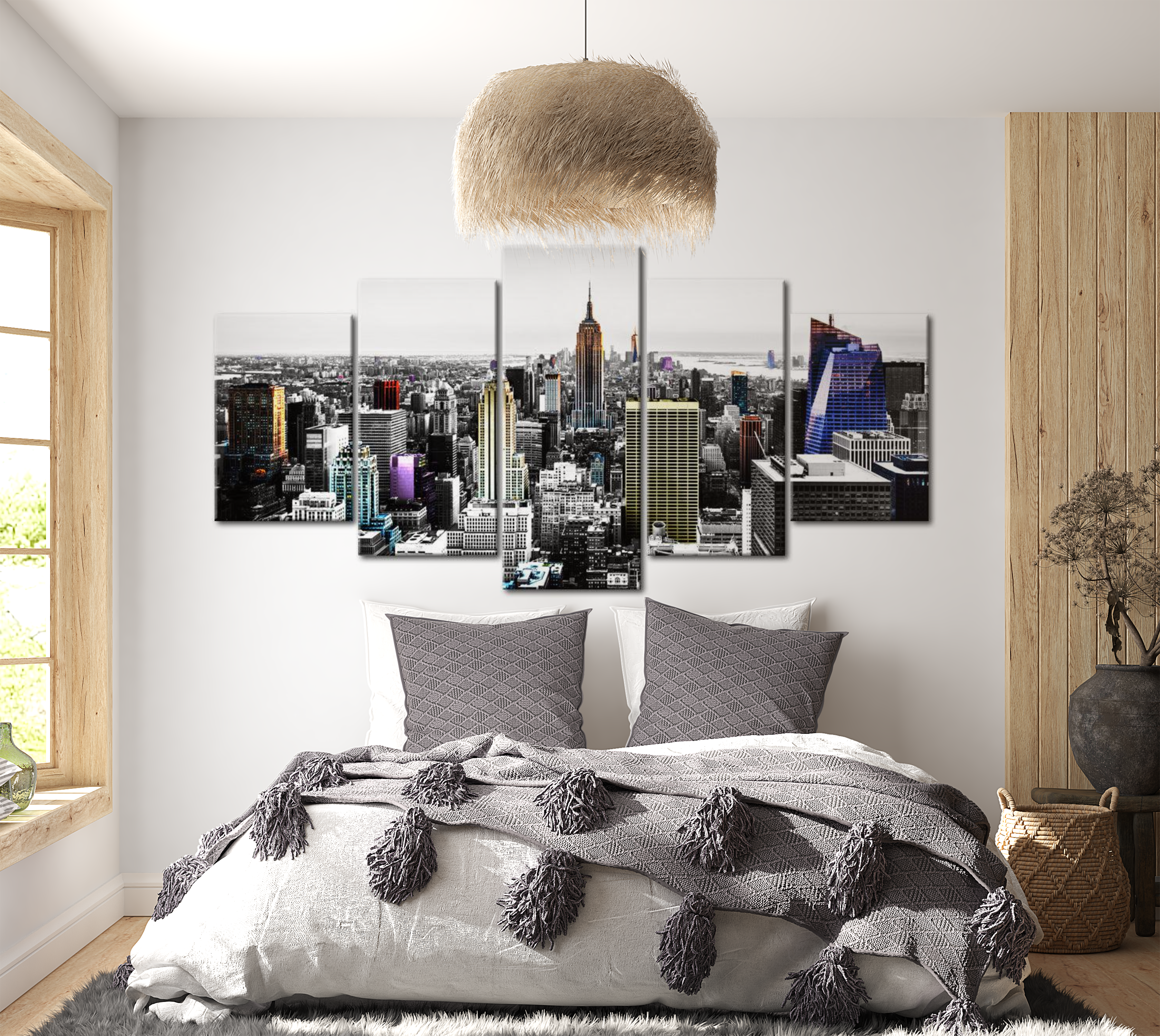 Stretched Canvas Wall Art - City Of Colors 40"Wx20"H