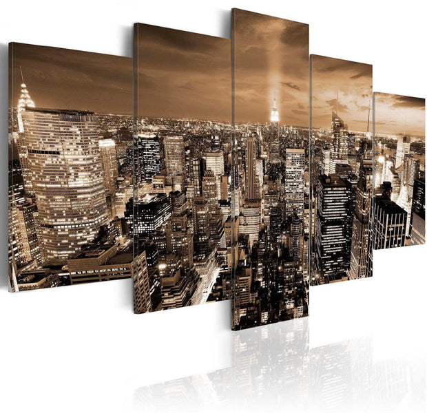 Stretched Canvas Places - New York: Night Light-Tiptophomedecor