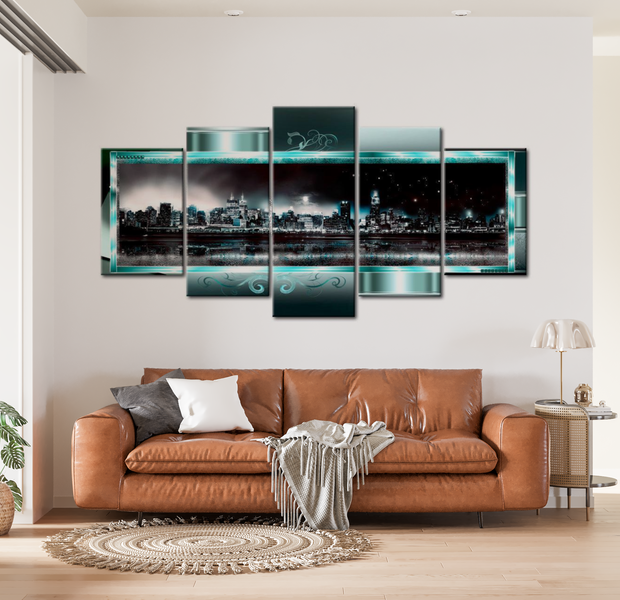 Stretched Canvas Wall Art - New York Starry Night - 5 Pieces