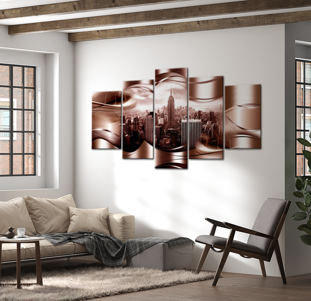 Stretched Canvas Wall Art - New York Waves - 5 Pieces