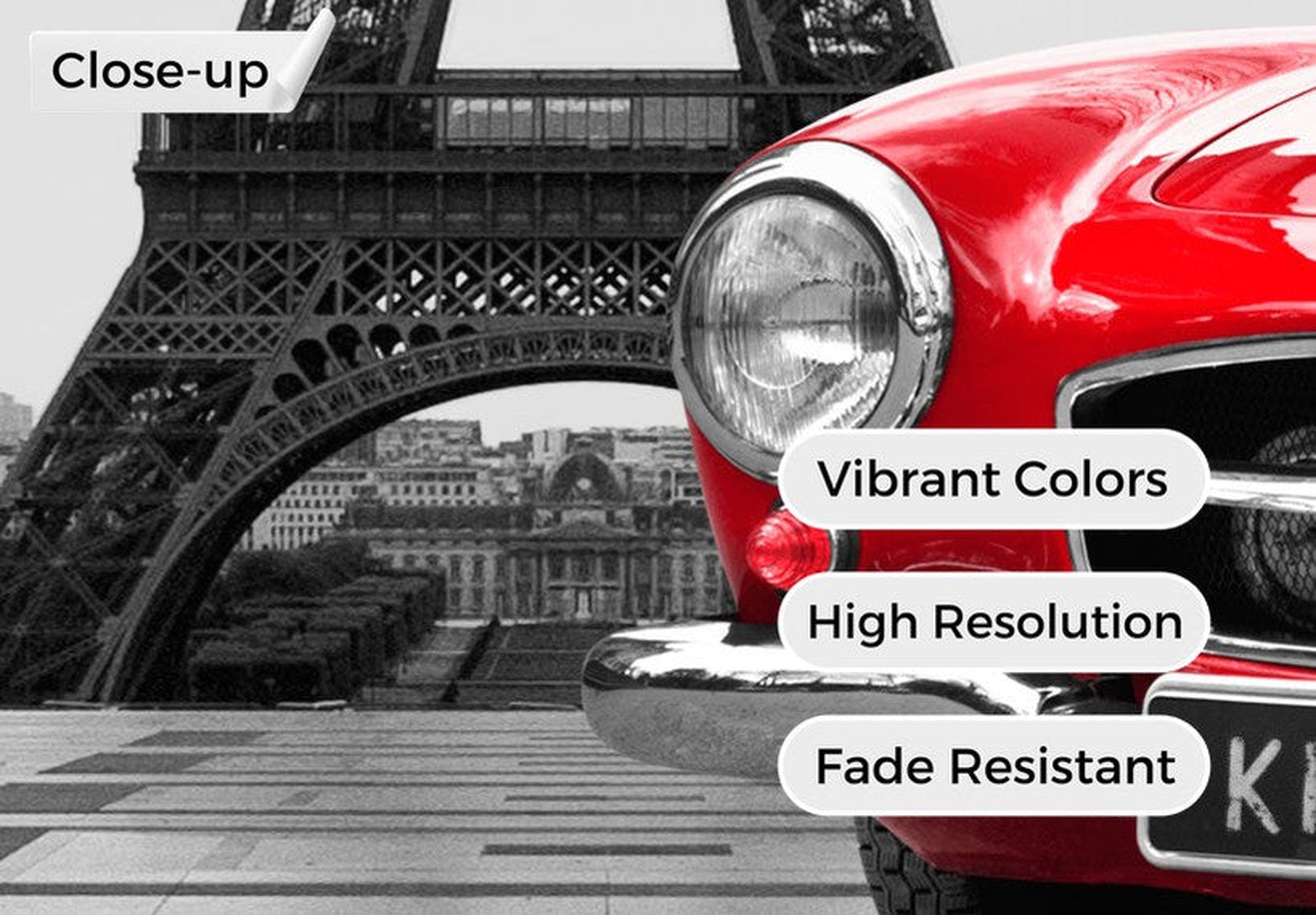 Stretched Canvas Wall Art - Parisian Car Red - 5 Pieces