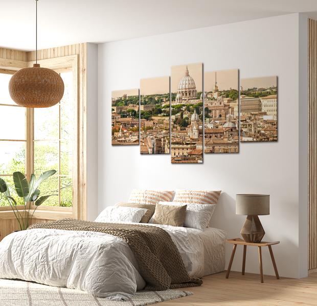 Stretched Canvas Wall Art - Roofs Of Rome - 5 Pieces