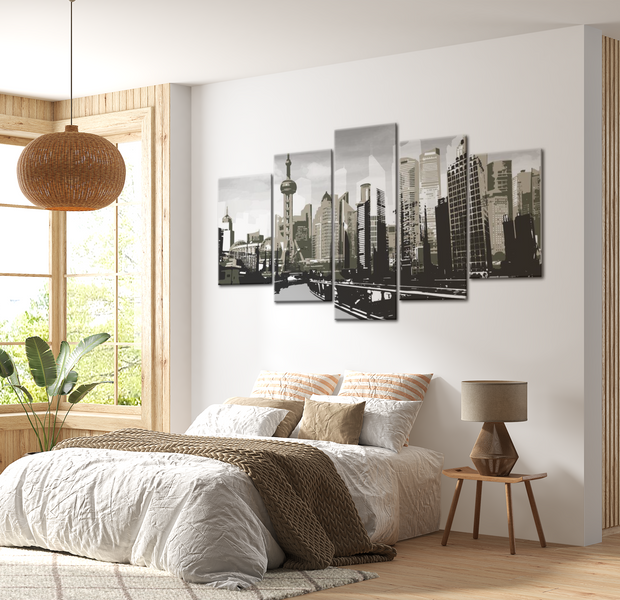 Stretched Canvas Wall Art - Shanghai - 5 Pieces