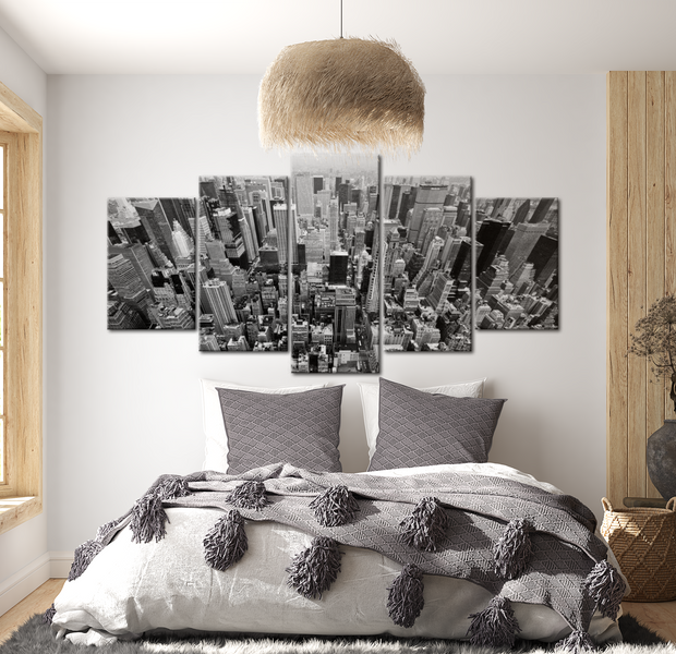 Stretched Canvas Wall Art - Skyscrapers In New York - 5 Pieces
