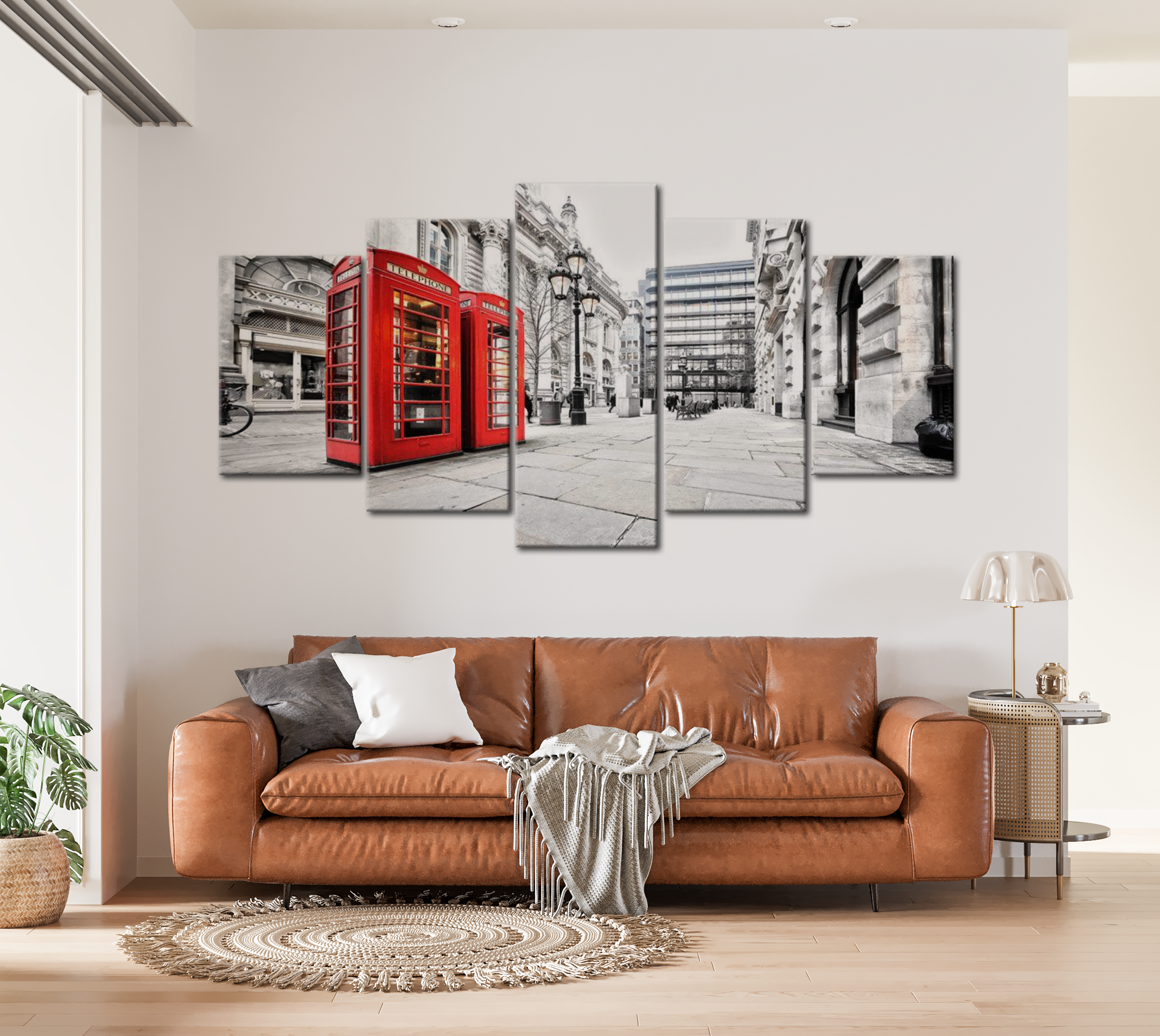 Stretched Canvas Wall Art - Street Of London - 5 Pieces