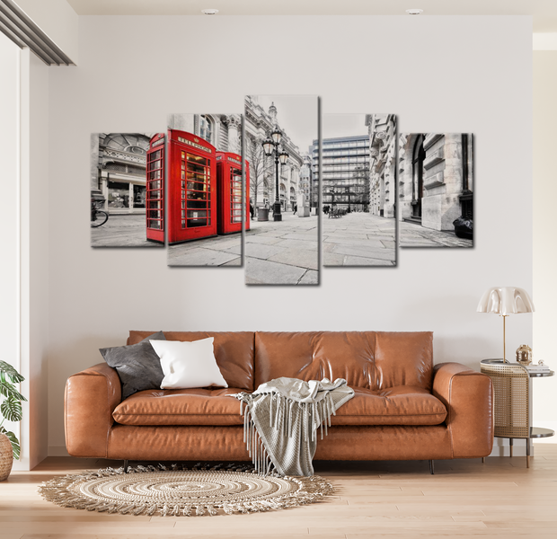 Stretched Canvas Wall Art - Street Of London - 5 Pieces