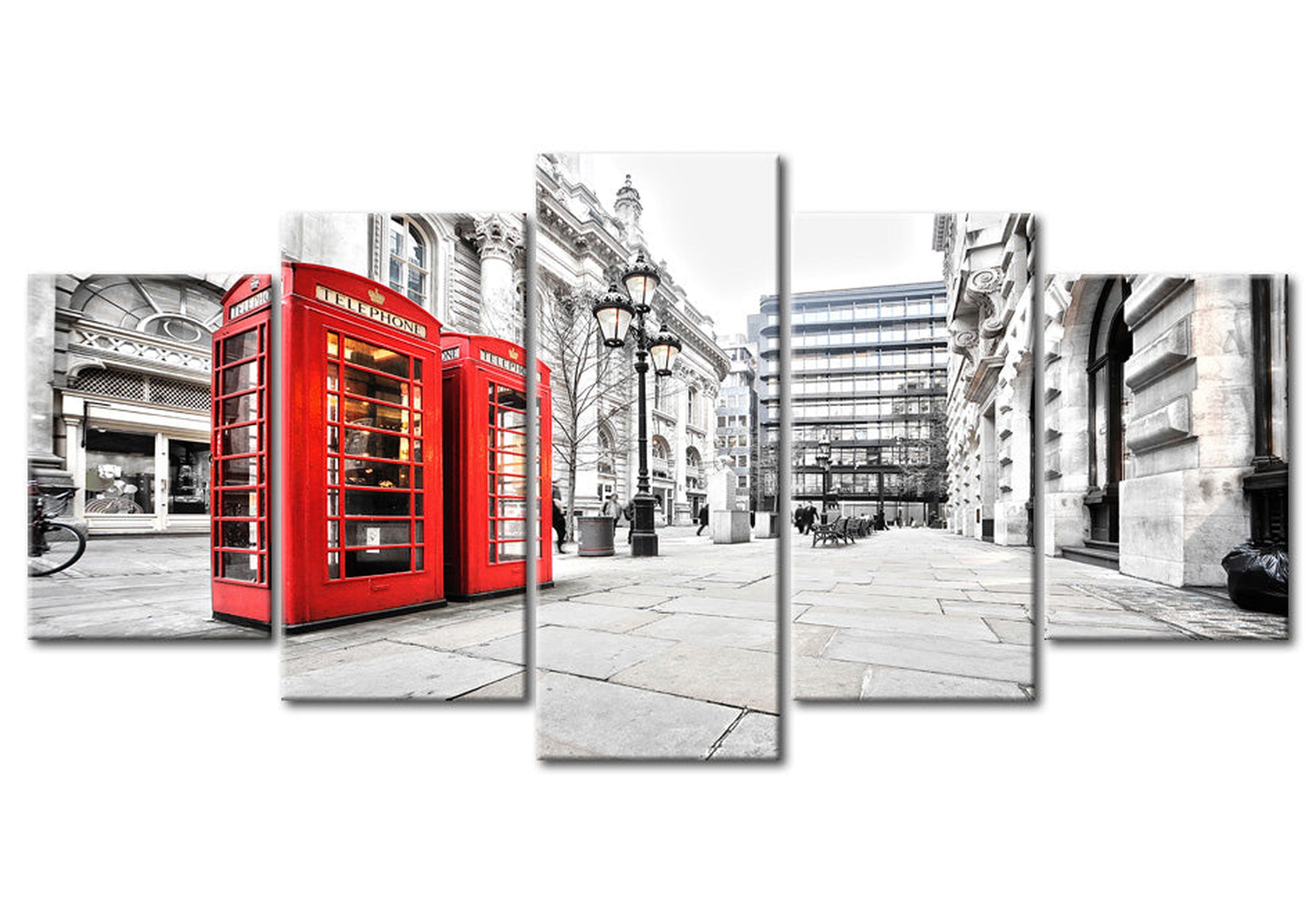 Stretched Canvas Wall Art - Street Of London - 5 Pieces