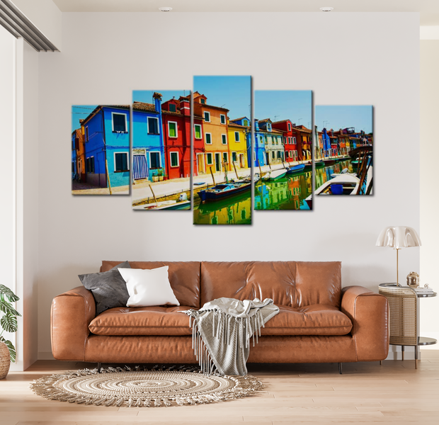 Stretched Canvas Wall Art - Tropical Houses - 5 Pieces