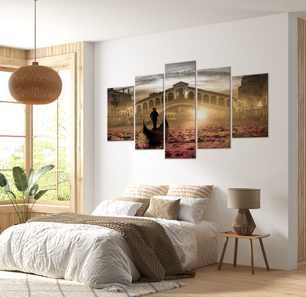 Stretched Canvas Wall Art - Venice Sunset - 5 Pieces