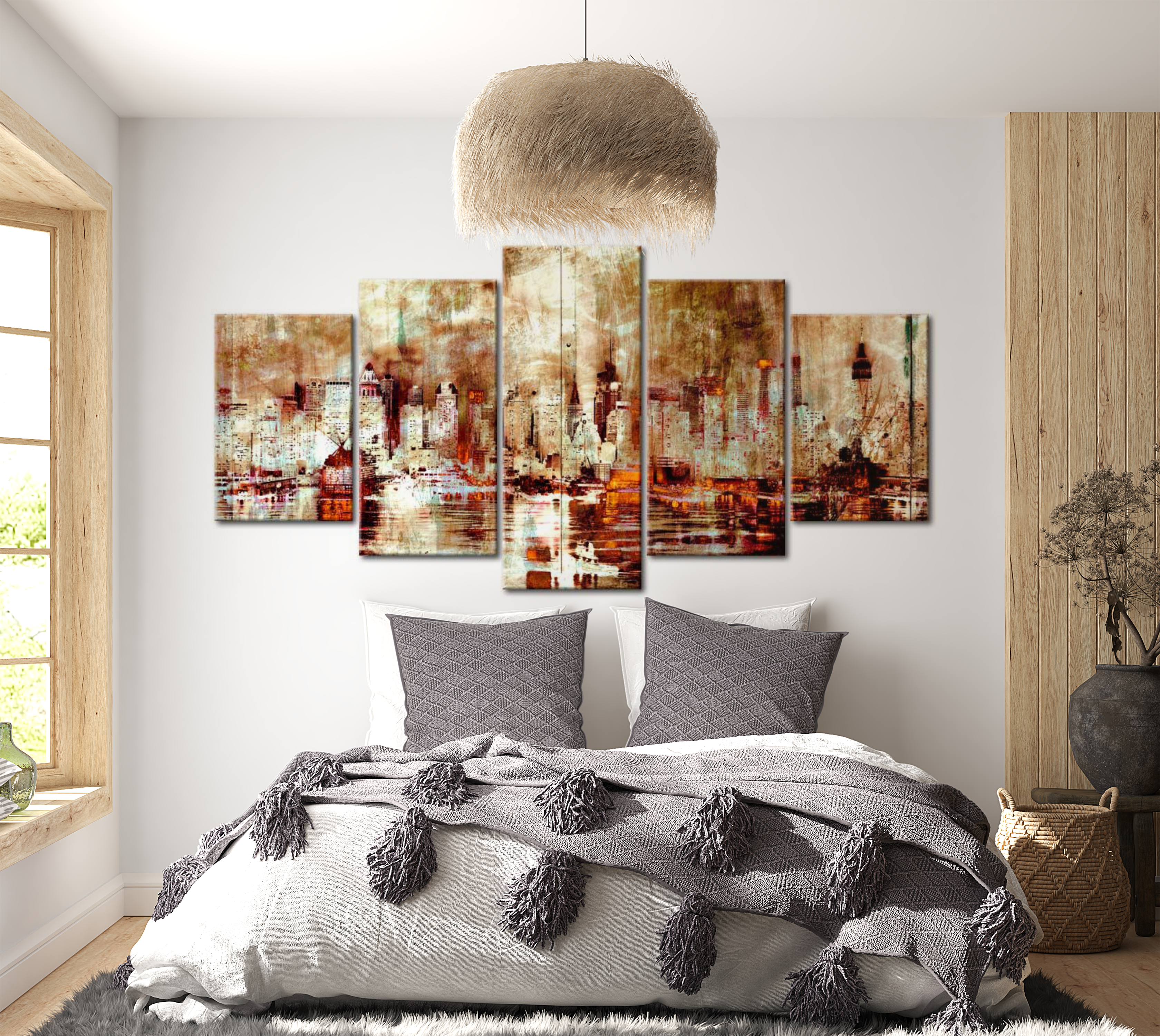 Stretched Canvas Wall Art - Vintage Manhattan - 5 Pieces