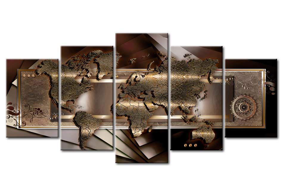 Stretched Canvas World Map Art - Chestnut Map