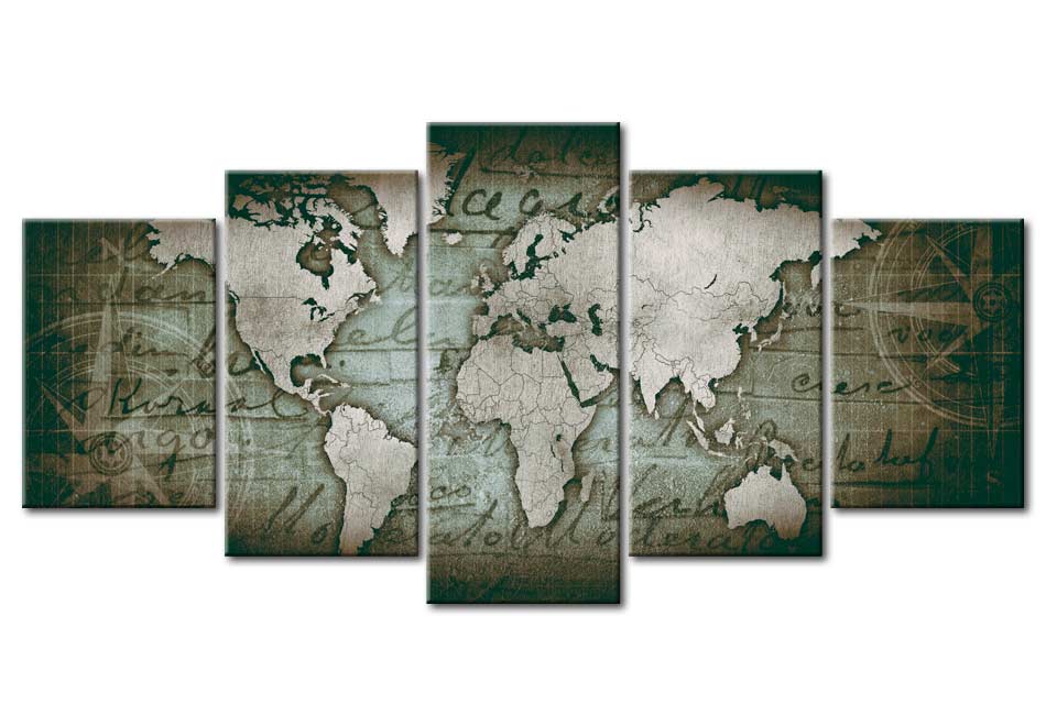 Stretched Canvas World Map Art - Emerald Map