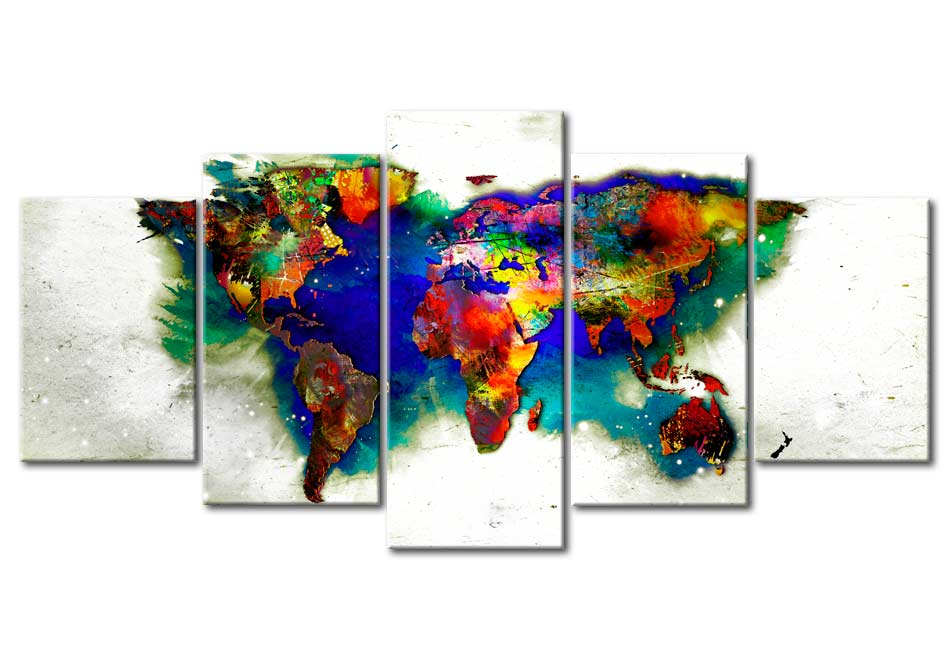 Stretched Canvas World Map Art - Green Planet
