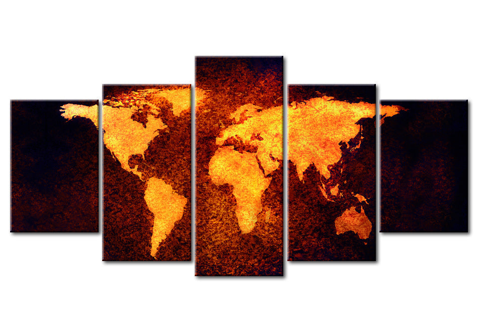 Stretched Canvas World Map Art - Map Of The World - Hot Lava