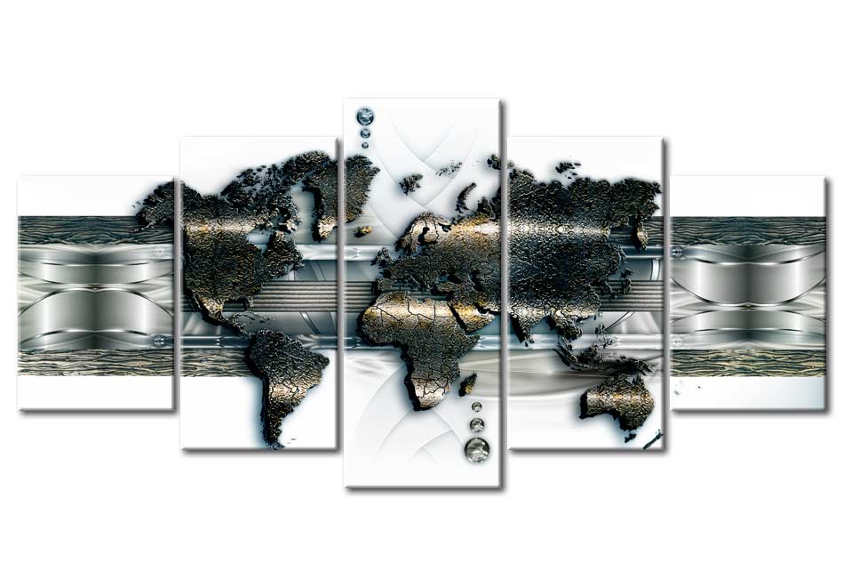 Stretched Canvas World Map Art - Metal World Map