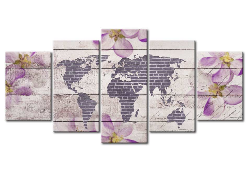 Stretched Canvas World Map Art - Romantic World Map