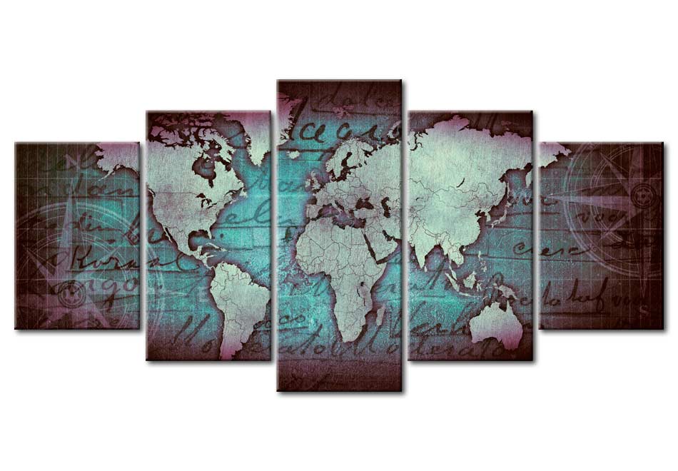 Stretched Canvas World Map Art - Sapphire Map