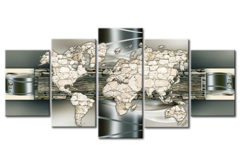 Stretched Canvas World Map Art - See The World In Stone