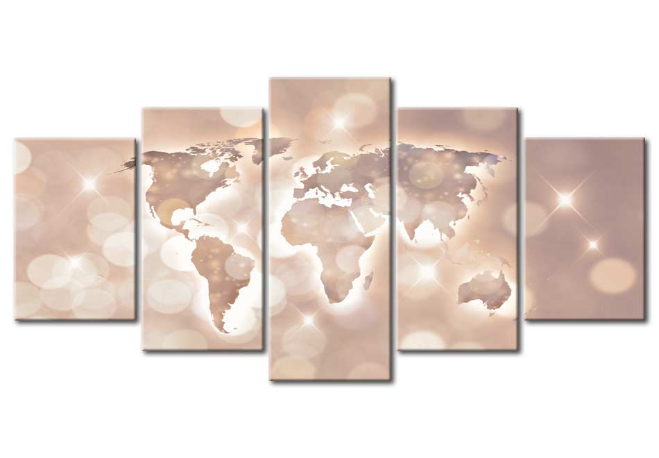 Stretched Canvas World Map Art - Trail Of Light