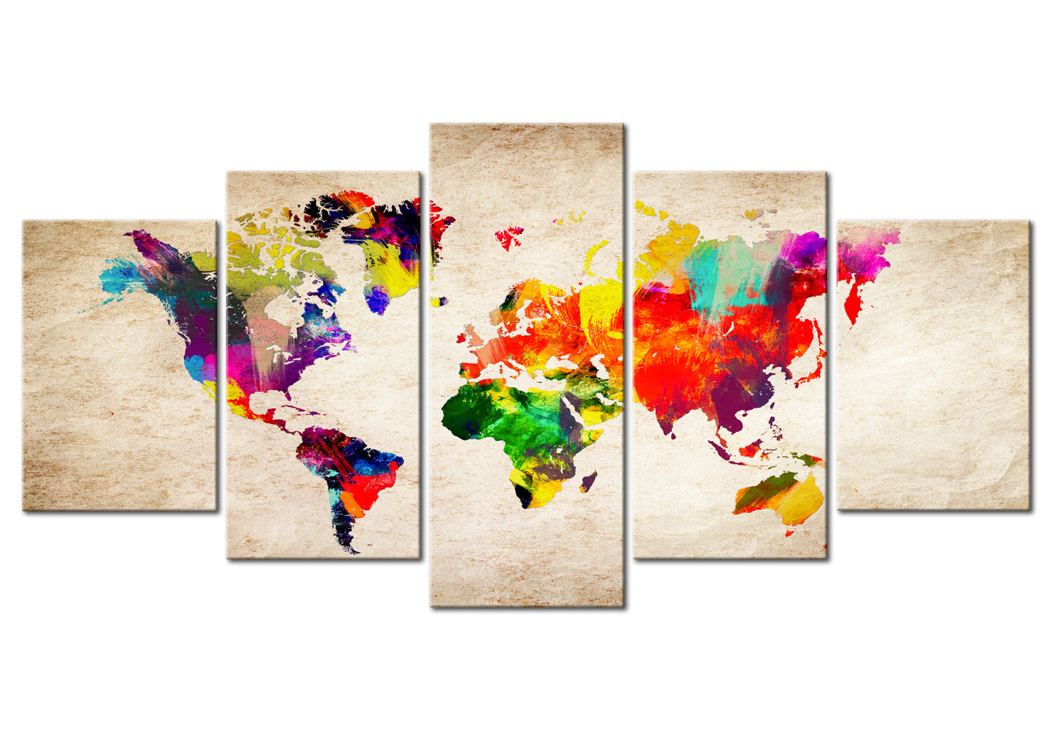 Stretched Canvas World Map Art - World Map: Abstract Fantasy