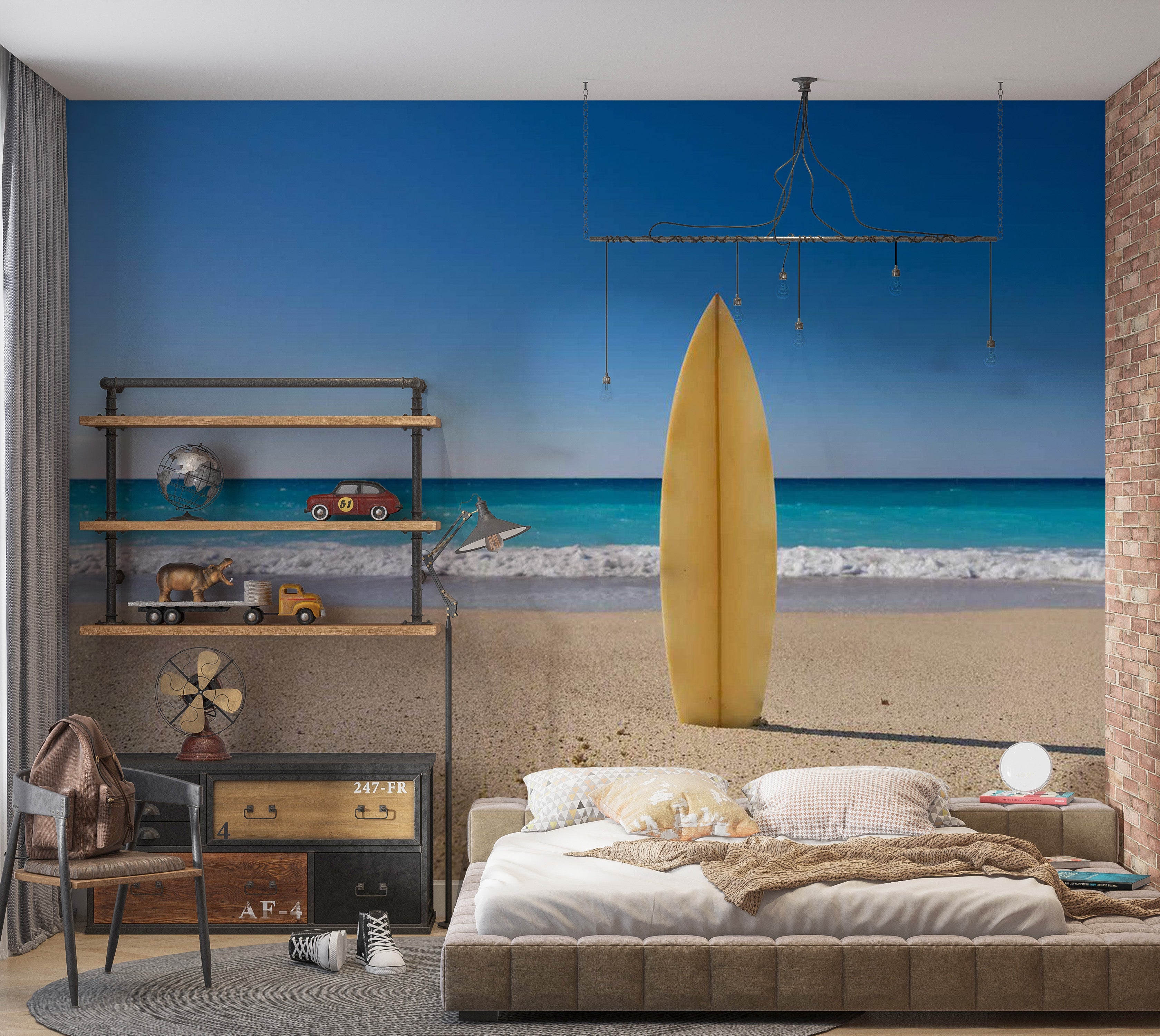 Surf Wallpaper Wall Mural - Surfboard on the Beach