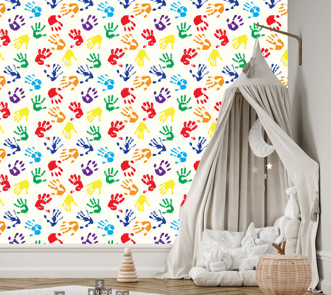 Wallpaper For Children - Colorful Handprints