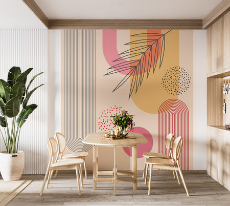 Peel & Stick Abstract Wall Mural - Mid Century Geometric