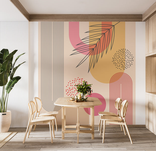 Peel & Stick Abstract Wall Mural - Mid Century Geometric