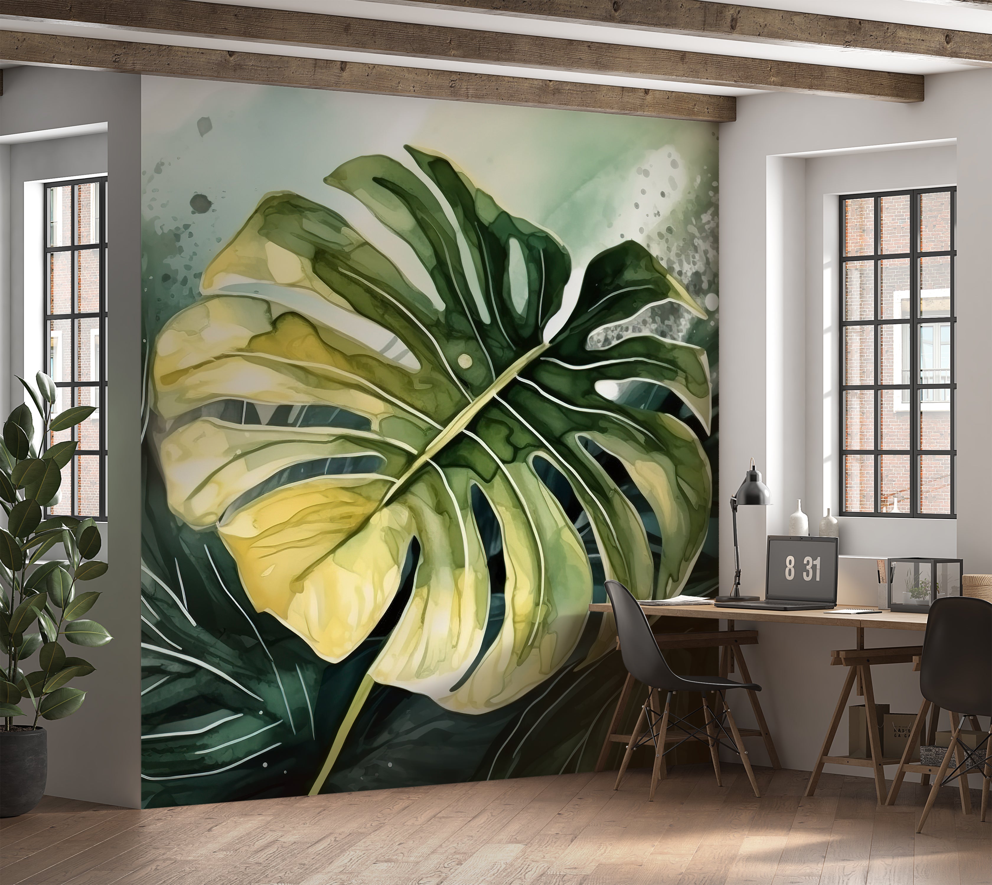 Peel & Stick Wall Mural - Tropical Monstara Leaf 30"Wx30"H