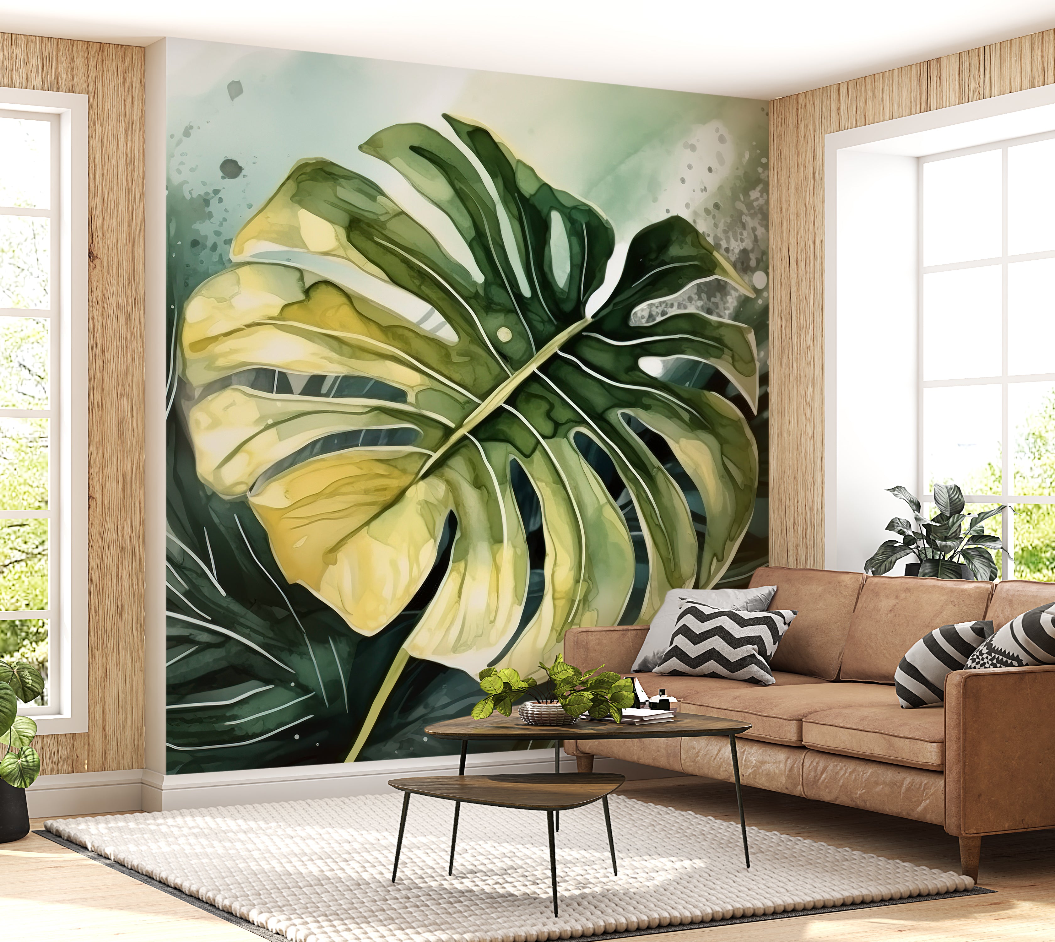 Peel & Stick Wall Mural - Tropical Monstara Leaf 30"Wx30"H