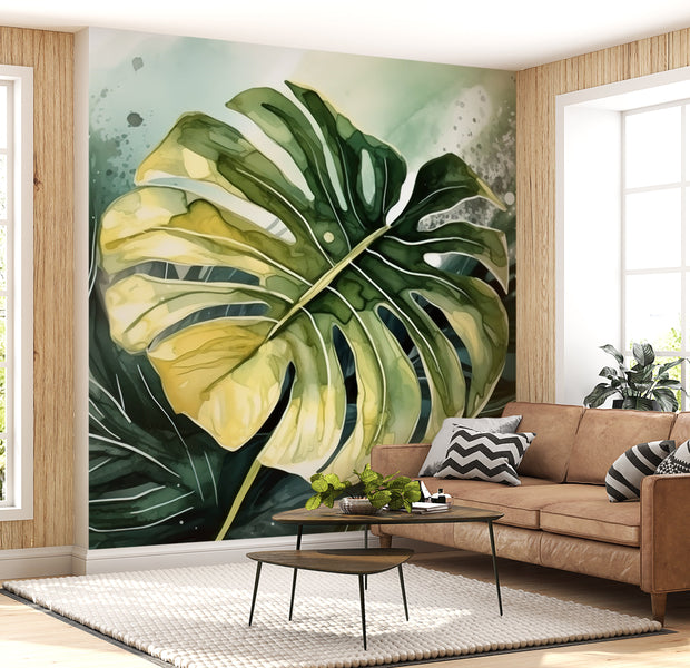 Premium Wallpaper Wall Mural - Tropical Monstara Leaf-Tiptophomedecor