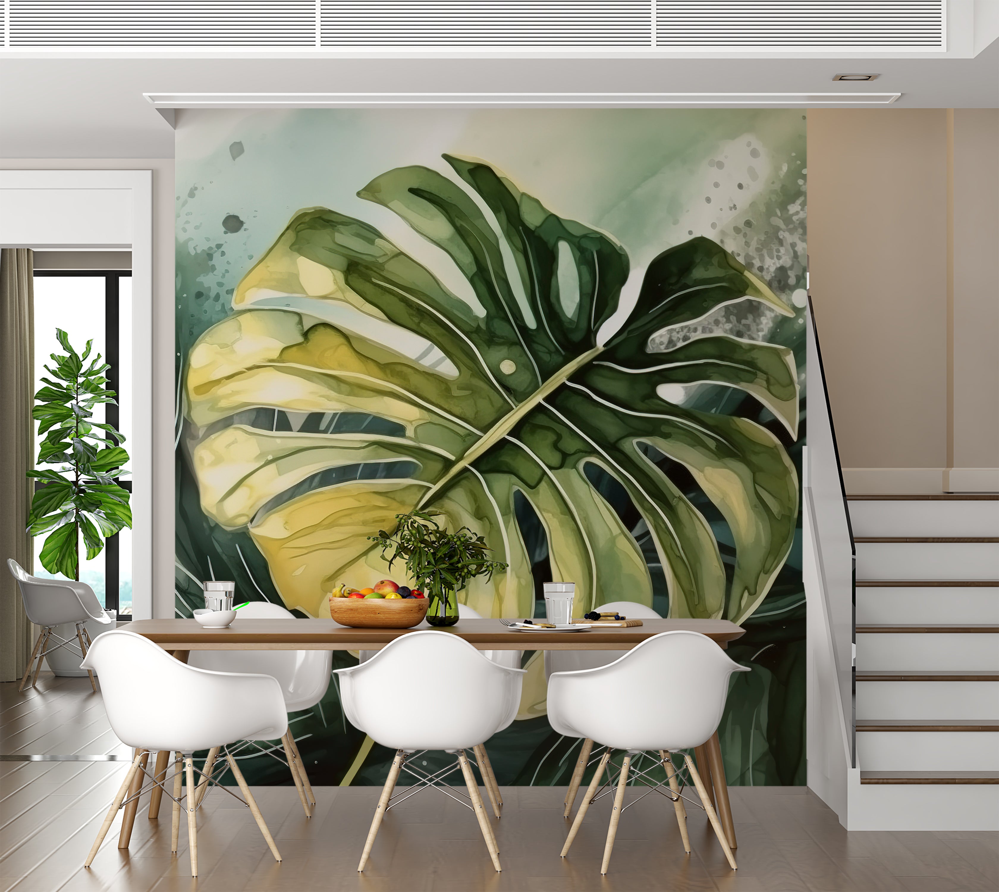 Peel & Stick Wall Mural - Tropical Monstara Leaf 30"Wx30"H