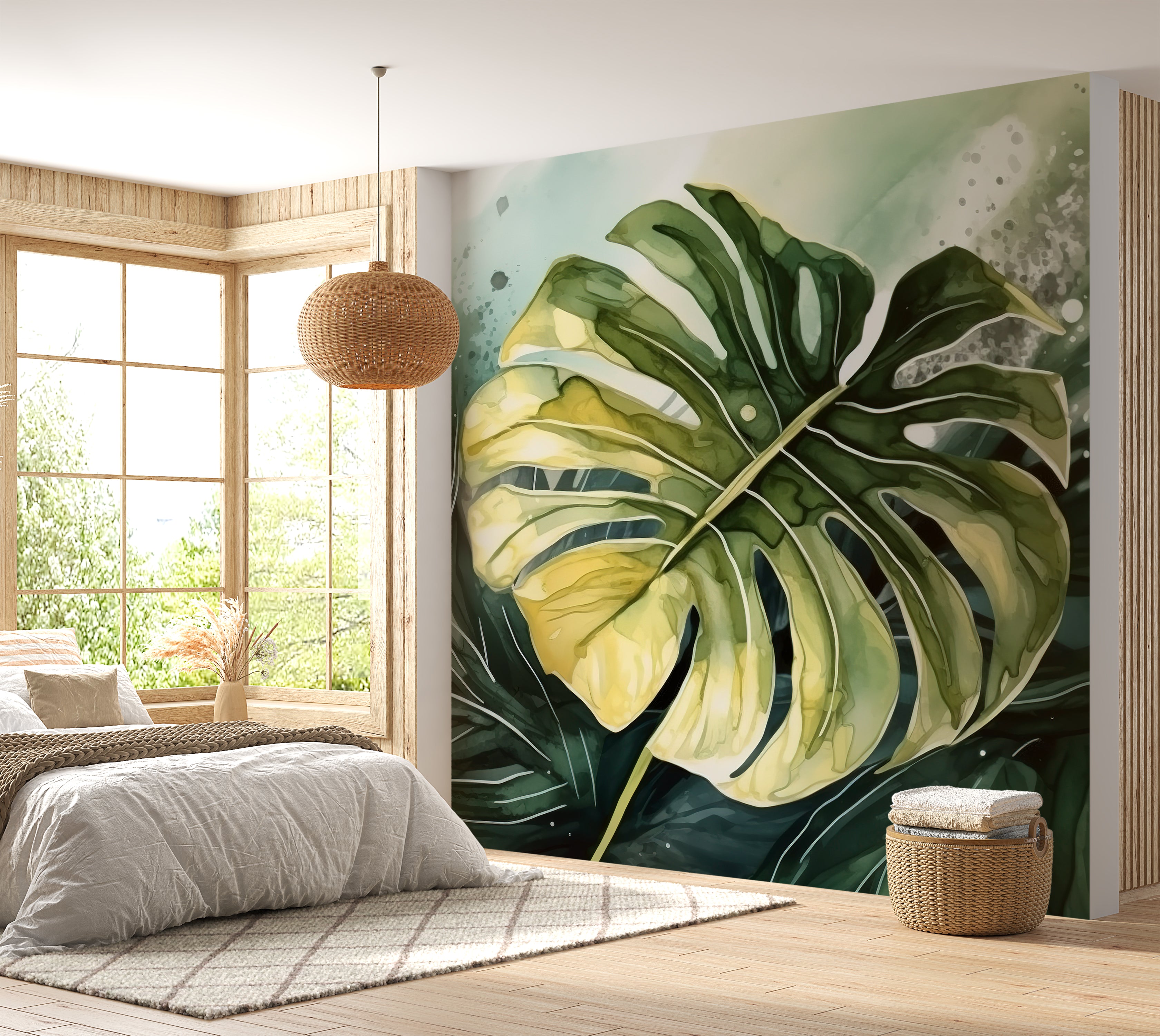 Peel & Stick Wall Mural - Tropical Monstara Leaf 30"Wx30"H