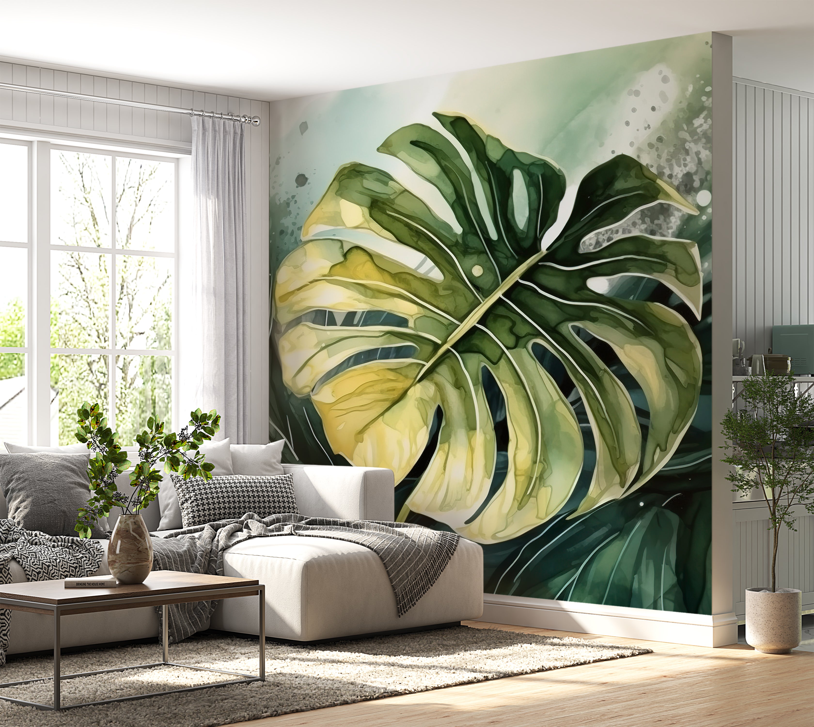 Peel & Stick Wall Mural - Tropical Monstara Leaf 30"Wx30"H